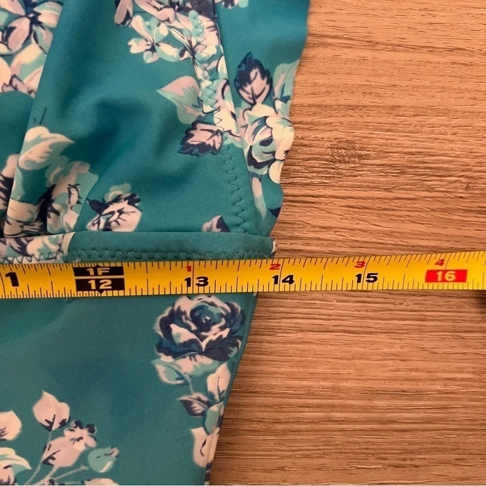 Cupshe One Piece Blue Floral Swimsuit Ruffle Sleeves Beach Cruise Resort Size S